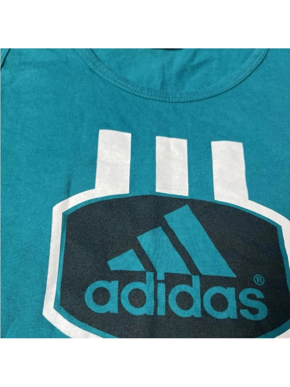 Vintage 90s Adidas Made USA Teal Turquoise Tank Top
